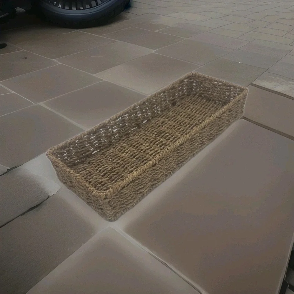 Natural Seagrass Storage Baskets, Rectangle Tray, Container, Toilet Top Tray